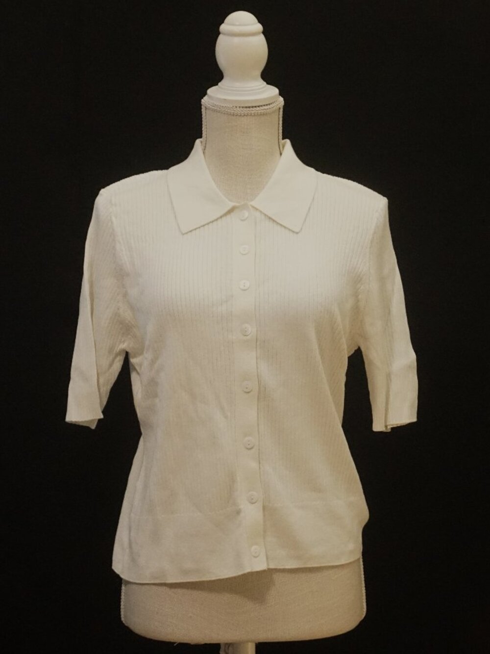 Paige Lianne Ivory Button Up Collared Elbow Sleeve Sweater Cadigan Women’s XL